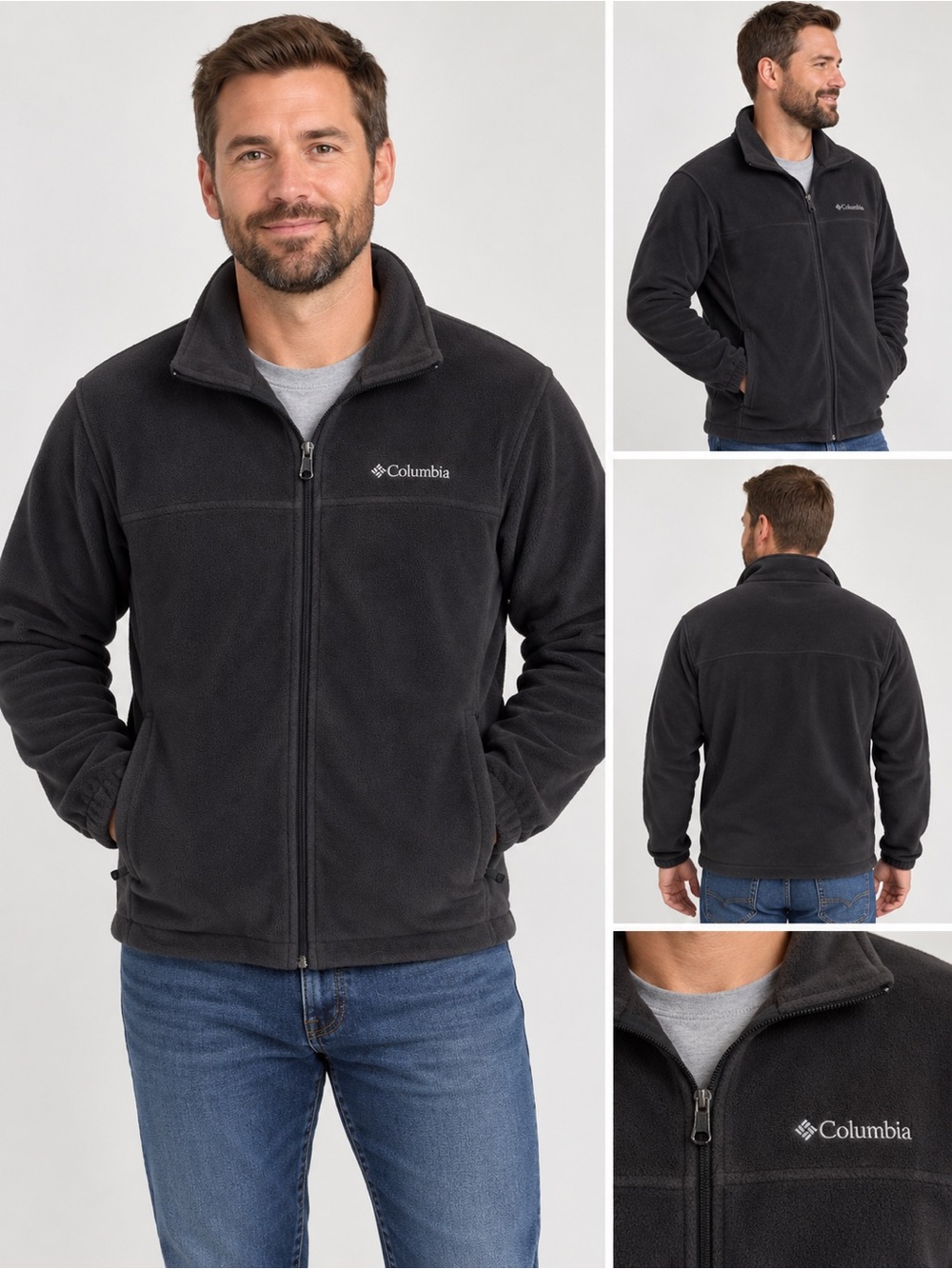 Columbia Men’s Black Full‑Zip Fleece Performance Jacket
